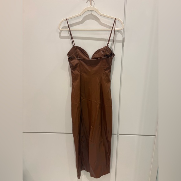 Zara Strapless Leather Brown Dress M 🤎 - Picture 9 of 10